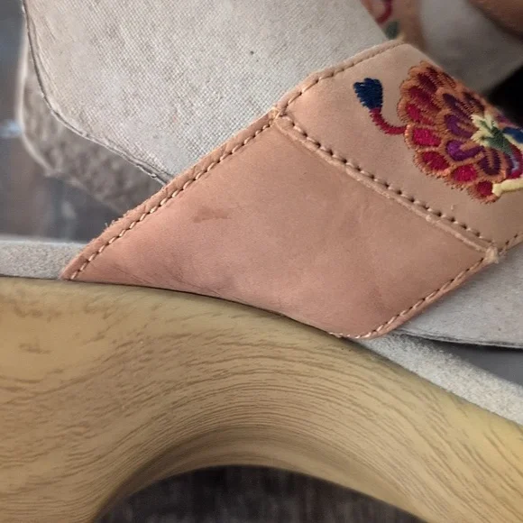 Alegria Linn Leather Floral Embroidered Wedge Sandals - Women's 38 (US 8) - Picture 8 of 8